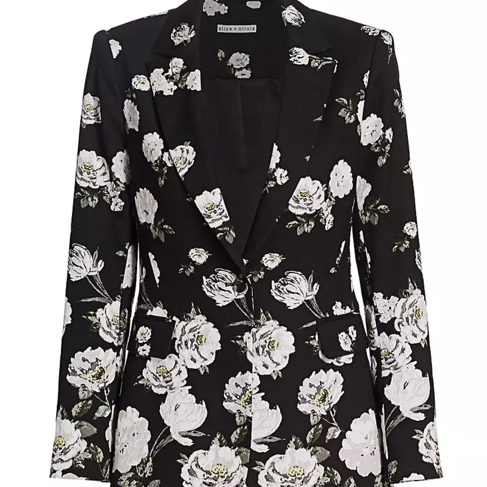 Alice + Olivia Black and White Floral Blazer